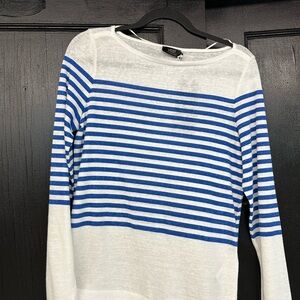 Blue and White Striped Long Sleeve Top